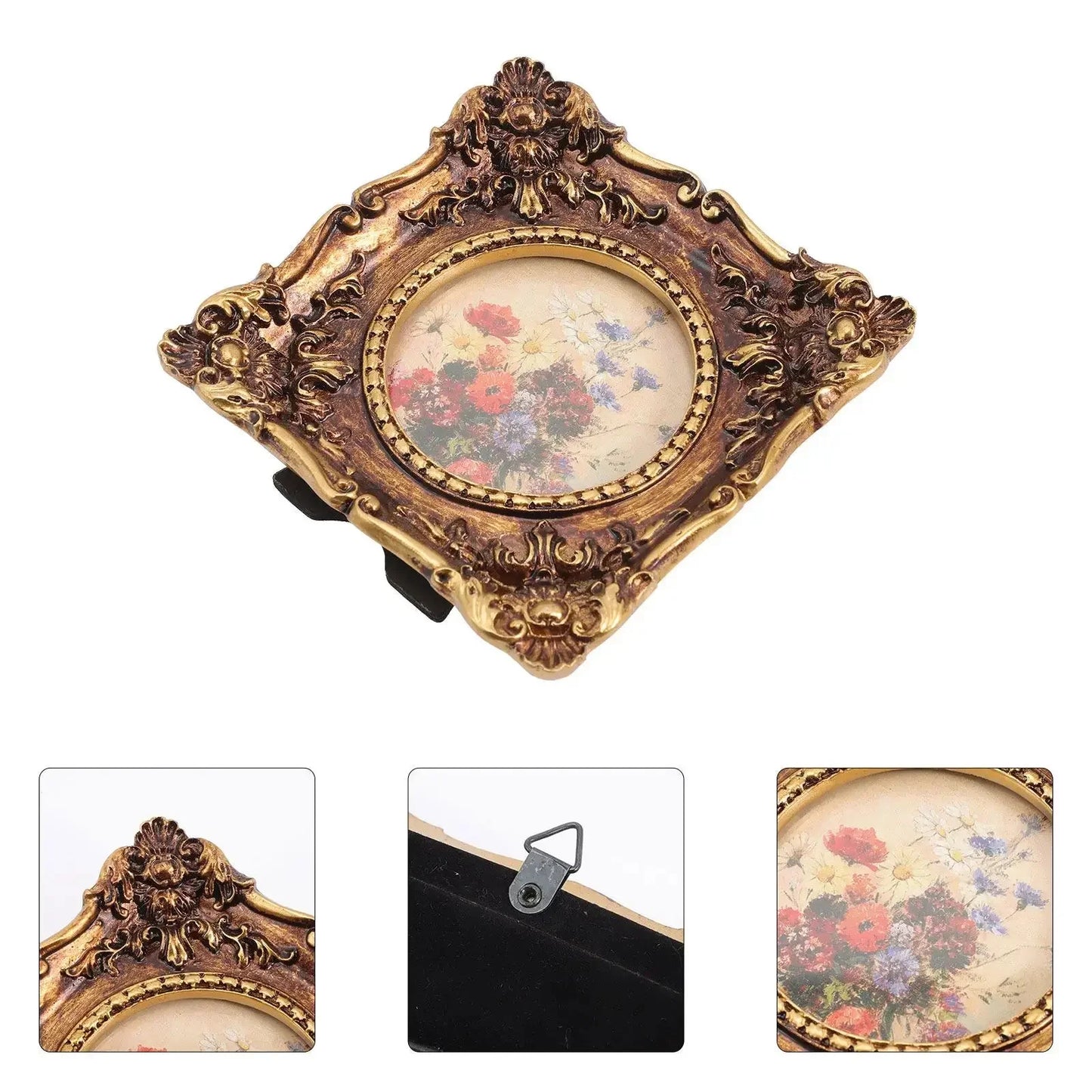 Desktop Photo Holder Wall Picture Frames Retro Style Picture Frames Vintage Style Oil Painting Frame Wall Hanging Photo Holder - Confia
