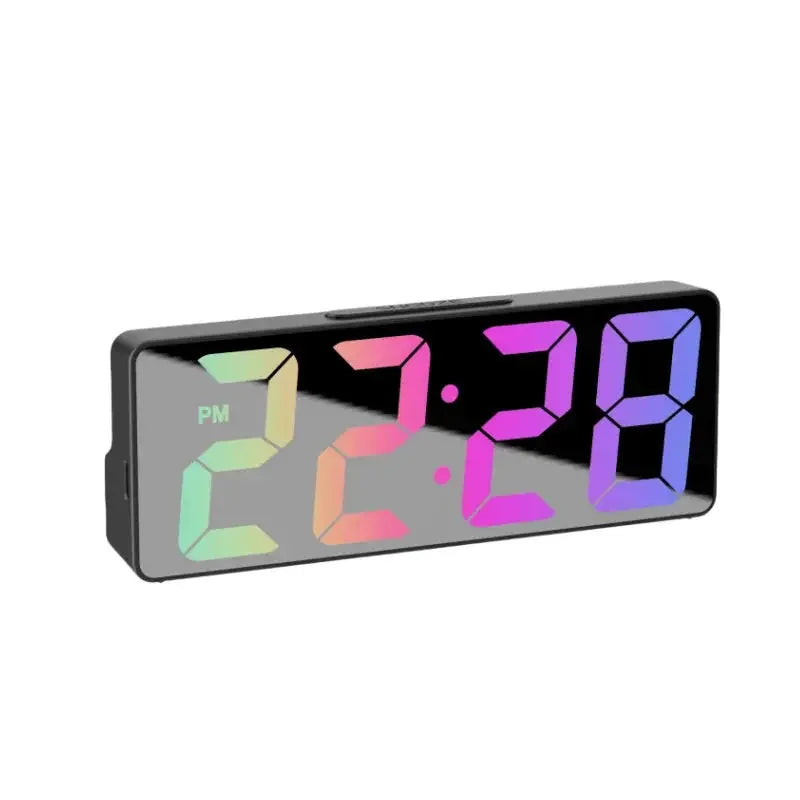 Latest Digital Clock LED Alarm Clock Bedroom Electronic Desktop Clock With Temperature Display Adjustable Brightness 12/24 Hours - Confia