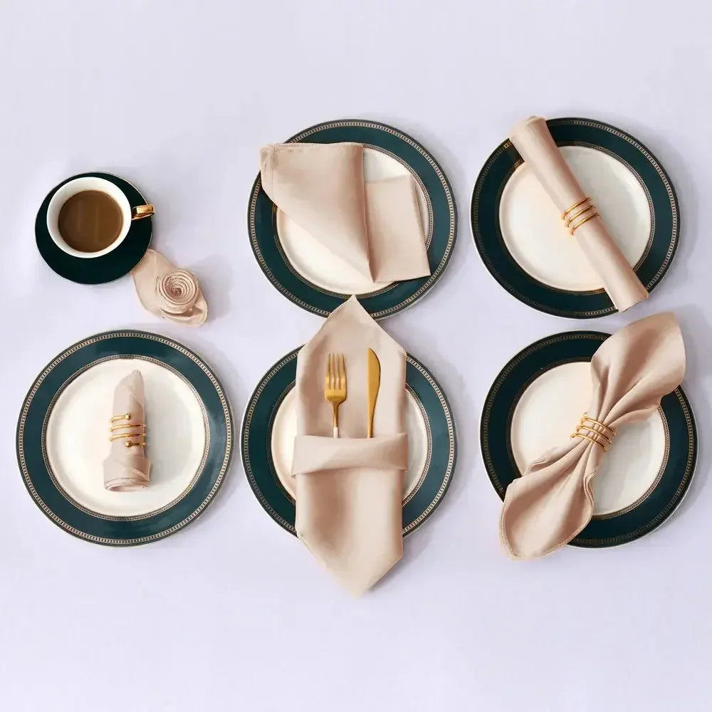 12Pcs 30*30cm Square Satin Table Napkin | Hotel Serving Table Napkins | Washable Handkerchief | Wedding Birthday Banquet Decoration - Confia - reusablefoodstoragebags confia