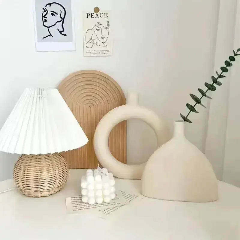 Modern Simple Ceramic Art Vase Dried Flowers Flower Arrangement Ornaments Living Room TV Cabinet Bedroom Desktop Home Decoration - Confia