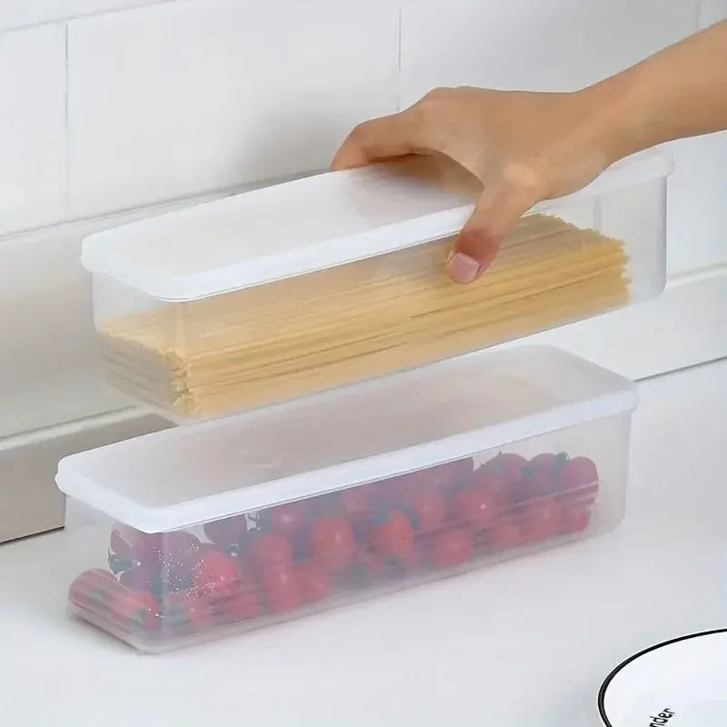 4 Pcs Long Rectangular Food Storage Containers, Plastic Reusable Refrigerator Organizer Boxes Kitchen Accessories - Confia - reusablefoodstoragebags confia