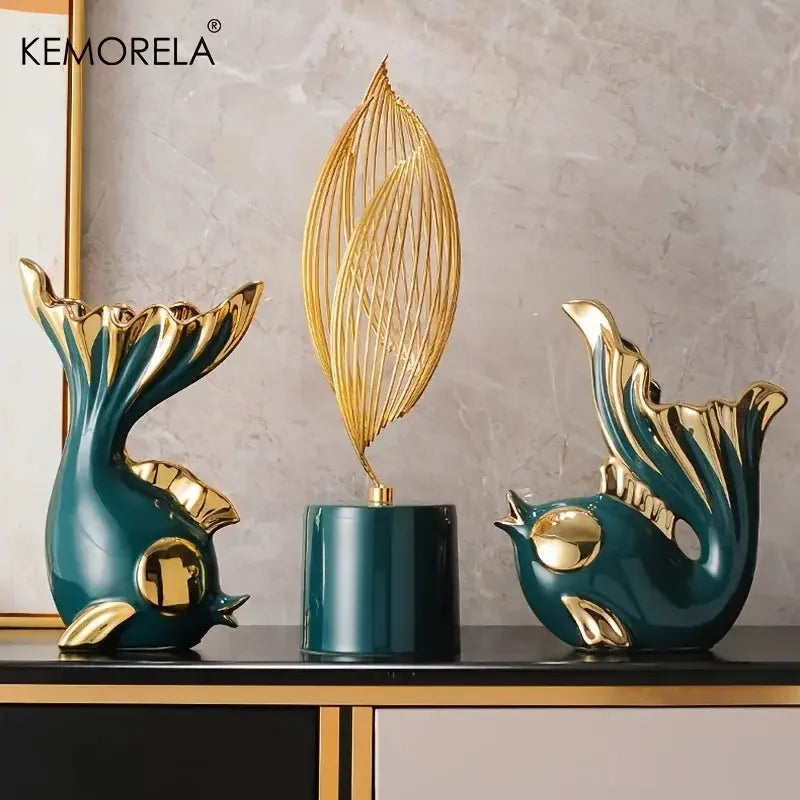 Ceramics Statue Exquisite Home Decor Modern Abstract Art Statue Ornaments Sculpture Decoration for Living Room Table Centerpiece - Confia