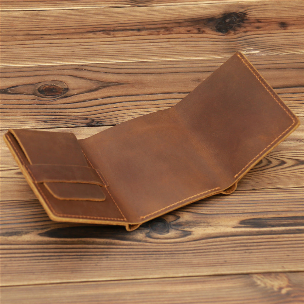 Männer Retro Crazy Horse Leder Brieftasche