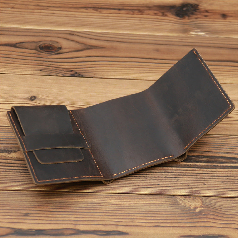 Männer Retro Crazy Horse Leder Brieftasche