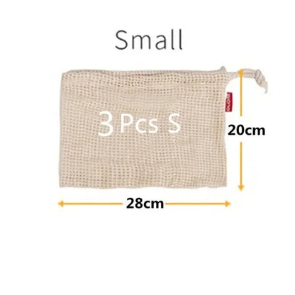 Reusable Cotton Mesh Produce Bags for Vegetable Fruit Food Kitchen Washable Grid Storage Bag Eco String bag Kitchen Organizer Confia
