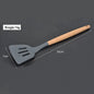 Silicone world Cooking Kitchenware Tool Silicone Utensils With Wooden Multifunction Handle Non-Stick Spatula Spoon Brush - Confia