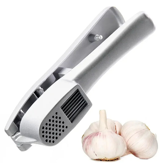 Garlic Press & Slicer 2 in 1 - Aluminium Garlic & Ginger Mincer and Slicer - with Slicing and Grinding - Kitchen Cooking Tools - Confia