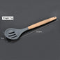Silicone world Cooking Kitchenware Tool Silicone Utensils With Wooden Multifunction Handle Non-Stick Spatula Spoon Brush - Confia