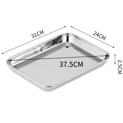 BBQ Bakeware for Baking Cooking Sheet & Rack Set, Stainless Steel Cookies Sheet Large Oven Pan Tray Cooling Grid Rack for Bread Meats, Non Stick Rectangular Deep Dish Oven