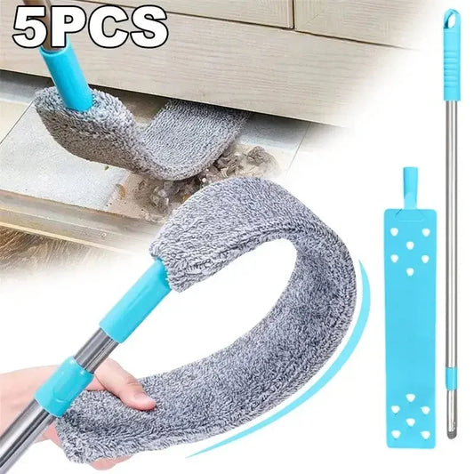 Gap Dust Cleaner Microfiber Duster for Bed Sofa High Ceilings Under Appliance Couch Fridge Furniture Cleaning Washable & Retractable Brush Stainless Steel Extension Adjustable Long Handle Pole - Confia - reusablefoodstoragebags confia