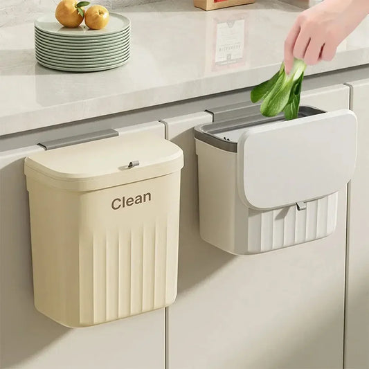 Hanging Trash Can with Lid Wall Mounted Hanging Garbage Can for Cabinet Under Sink Waste Garbage Compost Bin 8.5/12L - Confia - reusablefoodstoragebags confia