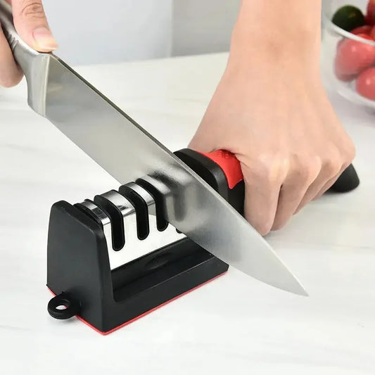 Manual 3 Stage 3 Slot Kitchen Knife Sharpener Tool kit self Knives Shaping, Knife Sharpener Hand Tool Ceramic Stone Repair Grinder Dull Stainless Steel Knives, Knife Blade Sharpener - Confia