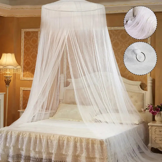 Polyester Round Mosquito Net Canopy Circular Curtain White Insect Fly Protection for Bed Insect Repellent Protection for Home Bedroom - Confia - reusablefoodstoragebags confia