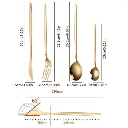 4Pcs Golden Cutlery Set Stainless Steel Knife Fork Spoon Tableware Flatware Set Festival Kitchen Dinnerware Gift - Confia