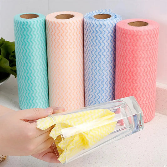 Kitchen Cleaning Rolls Wiping Cloths Reusable Cleaning Cloths Microfiber Towel Rolls 1 Rolls of 50 Sheets - Confia - reusablefoodstoragebags confia