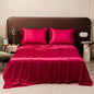 Satin Bed Sheet Sets for Summer Silky Smooth Top Sheet with Pillowcase Single/Queen/King Ice Cooling Flat Bed Sheet Sets - Confia - reusablefoodstoragebags confia