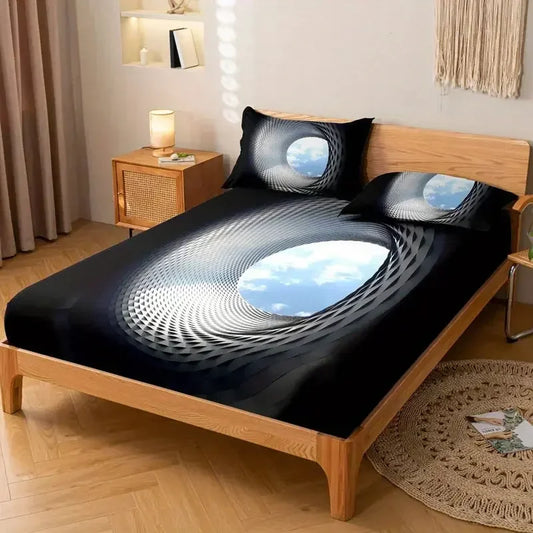 3pcs Set of Bed Sheets with Sky Eye Pattern - Soft and Comfortable Bedding Set for Bedroom, Guest Room and Dormitory Decoration - Confia - reusablefoodstoragebags confia