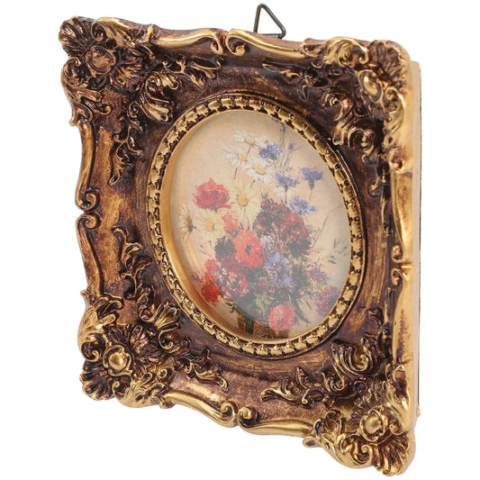 Desktop Photo Holder Wall Picture Frames Retro Style Picture Frames Vintage Style Oil Painting Frame Wall Hanging Photo Holder - Confia