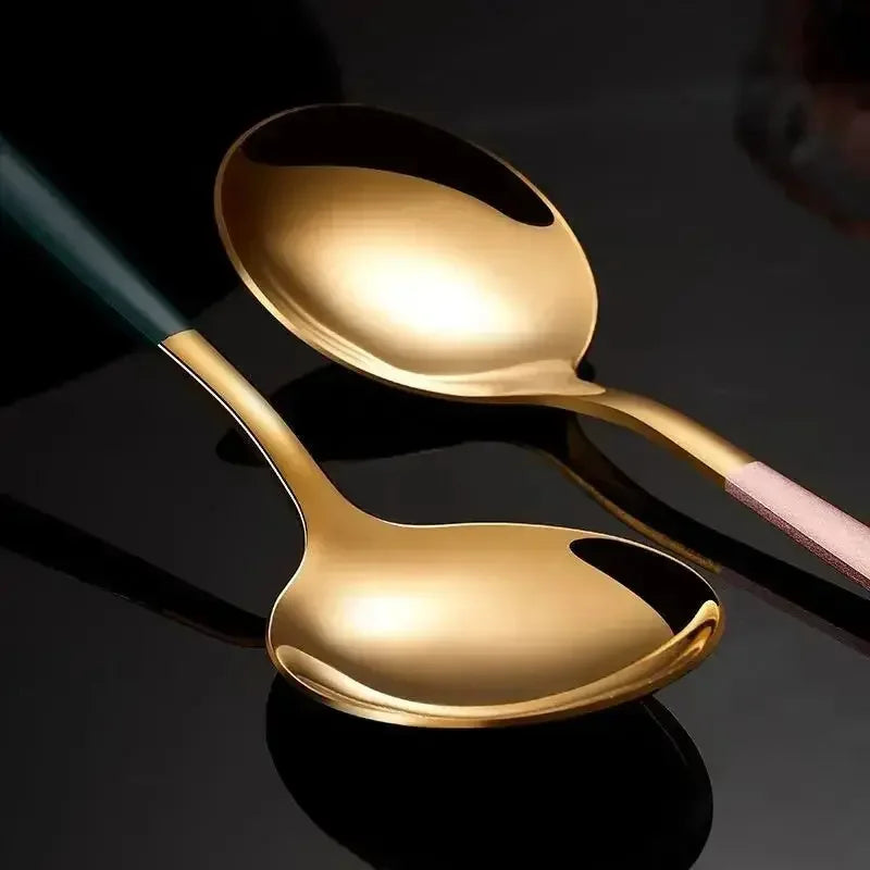 4Pcs Golden Cutlery Set Stainless Steel Knife Fork Spoon Tableware Flatware Set Festival Kitchen Dinnerware Gift - Confia