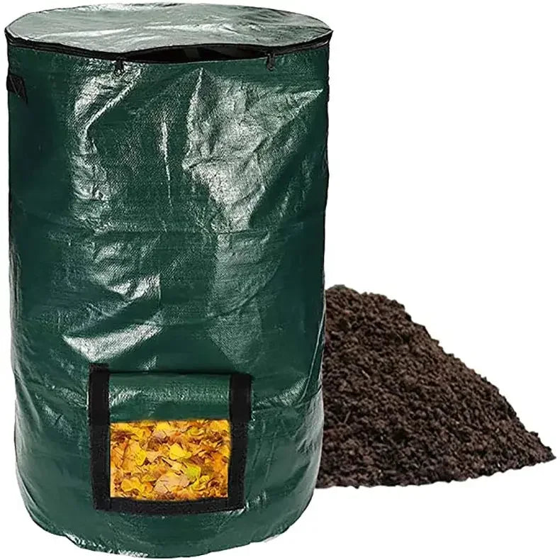 1 Pack, 34 Gallons Reusable Yard Waste Bags with Lid Extra Large Lawn Leaf Bags Heavy Duty Garden Waste Bags Container for Clean Up Outdoor Debris Leaves Grass Clippings - Confia - reusablefoodstoragebags confia