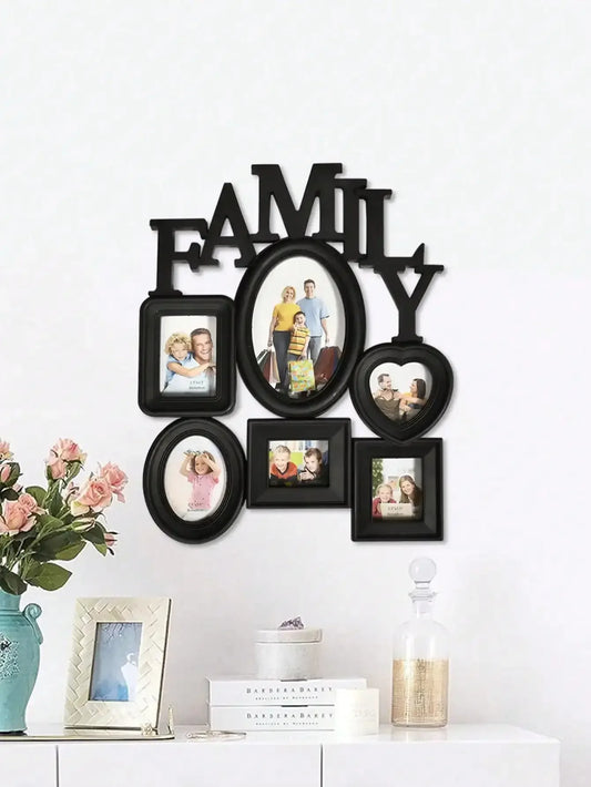 1pc Family Photo Frame Combination Wall Hanging Photo Wall, Wooden Multiple Images Collage Photo Frame For Wall Decor - Confia