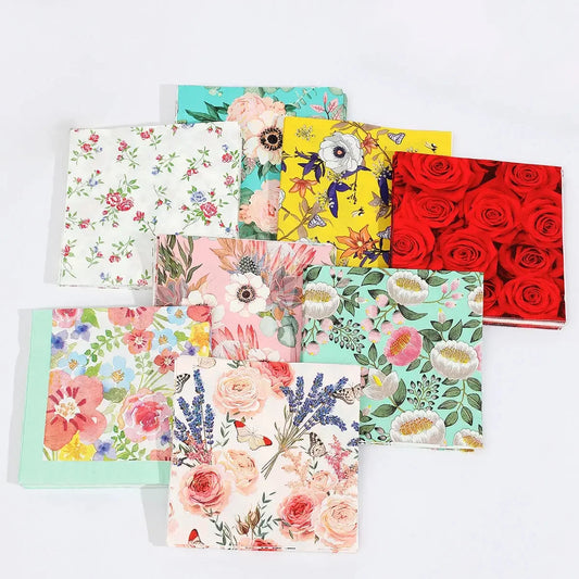 Flower Paper Napkins | Table Decorations | Art Decoupage Napkin | Disposable Birthday Party Serviettes - Confia - reusablefoodstoragebags confia