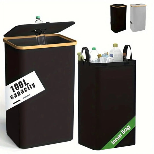 Kitchen Recycling Bin & Storage Bags, Kitchen Recycle Bin,100L Large Capacity Bottle Recycle Bin With Removable Tote Bags, - Confia - reusablefoodstoragebags confia