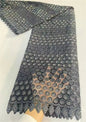 African Carbon Fiber Lace Fabric, Cotton Fabrics Materials For Embroidery, Rhinestone, Nigerian Lace Fabric ,5 Yards - Confia