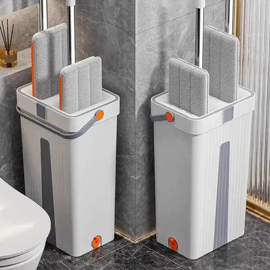 360 flexible Mop Heavy Quality Floor Mop with Bucket, Flexible Kitchen tap Flat Squeeze Cleaning Supplies 360 Flexible Mop Head/2 Reusable Pads Clean Home Floor Cleaners - Confia - reusablefoodstoragebags confia