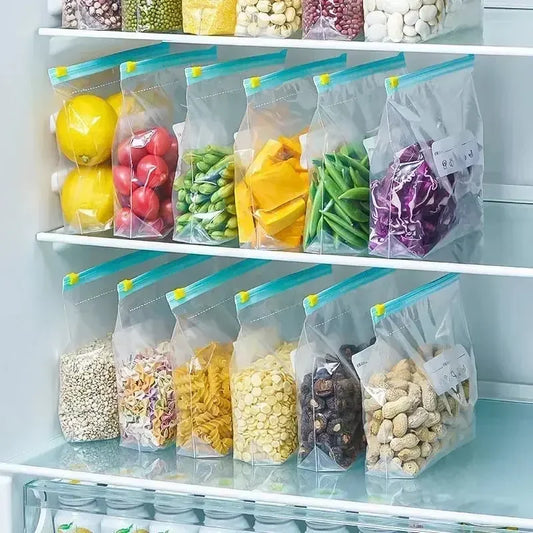 Reusable Storage Bags, Zipper Lock Bags, Food Grade Transparent Storage Bags - Confia - reusablefoodstoragebags confia