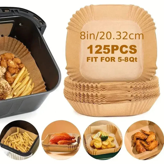 50pcs/125pcs Air Fryer Special Paper Food Silicon Oil Paper Round Bracket High Temperature Absorbent Paper Baking Accessories - Confia