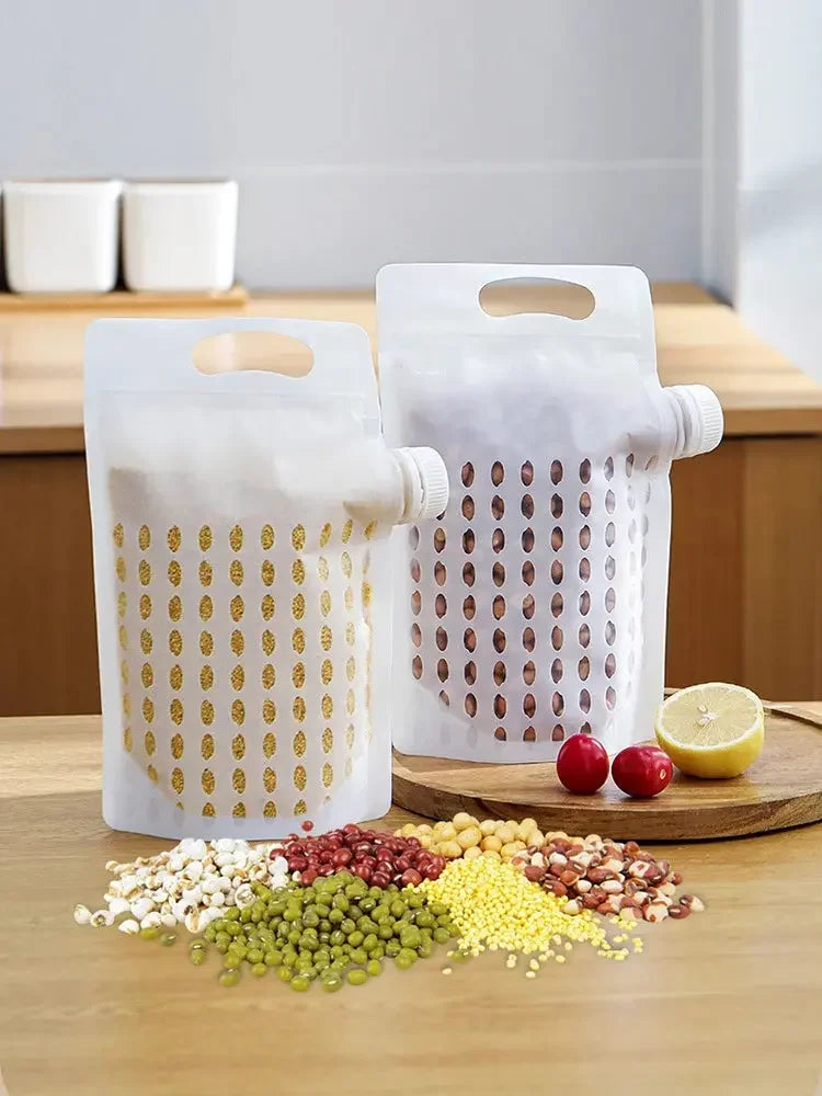 Food Storage Grain Bag Multigrain Pour Reusable Portable Bag Cereal Flour Bean Nut Rice Tea Powder Water Reusable Organizer Case Confia