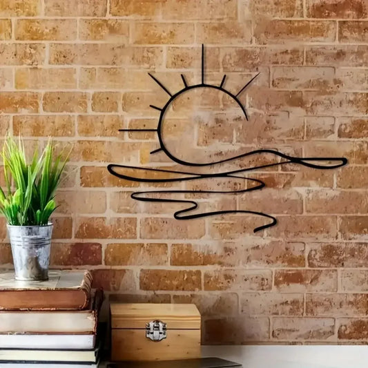 Sunrise & Art Chic, Minimalist Iron Wall Decor For Modern Home Aesthetics | Metal Wall Art | Housewarming Gifts | Wedding Gifts - Confia
