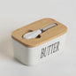 Ceramic Butter Boxes Dishes Wooden Large Butter Box Container Keeper Storage with Stainless Steel Butter Knife Spreader, Multi - Confia