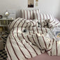 Microfiber Solid Satin Stripe Cotton AC Comforter Set King Size Double Bed with 1 Flat Bedsheet Linen Duvet Cover Set - Confia - reusablefoodstoragebags confia