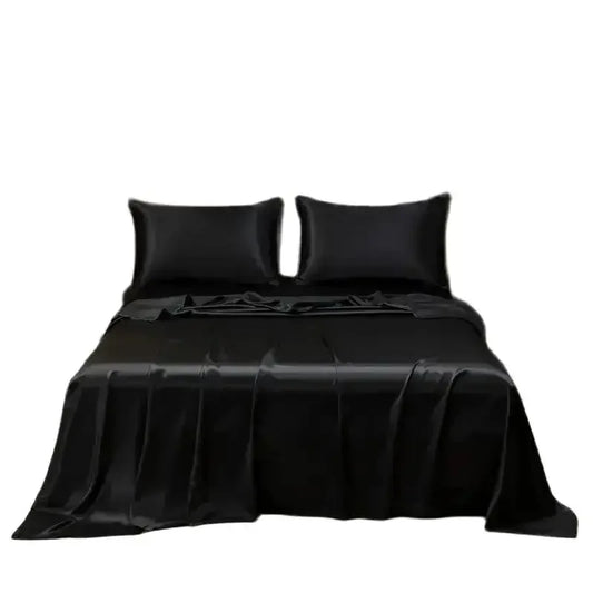 Satin Bed Sheet Sets for Summer Silky Smooth Top Sheet with Pillowcase Single/Queen/King Ice Cooling Flat Bed Sheet Sets - Confia - reusablefoodstoragebags confia