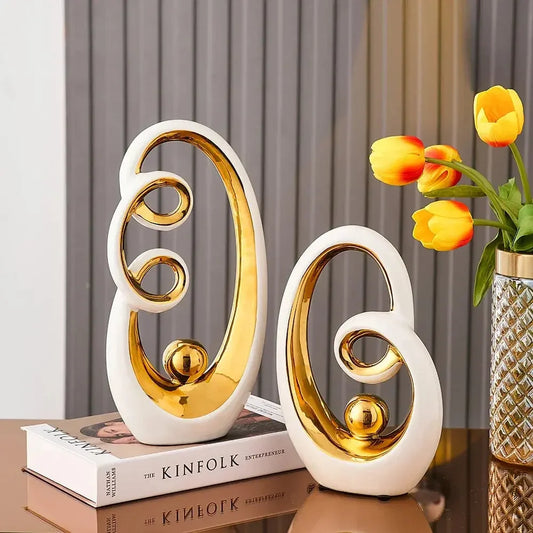 Abstract Ceramic Statue Modern Luxury Living Room Home Decor Accessories Office Decoration Desk Souvenirs Crafts Gifts - Confia