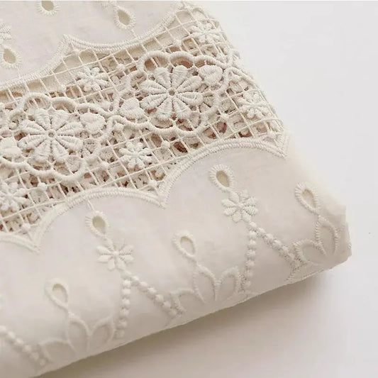 Pure Cotton Hollowed Out Embroidery Fabric Shirt Skirt Clothing Fabric DIY Tablecloth Handmade Fabric Apparel Sewing Fabric - Confia
