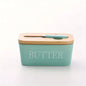 Ceramic Butter Boxes Dishes Wooden Large Butter Box Container Keeper Storage with Stainless Steel Butter Knife Spreader, Multi - Confia