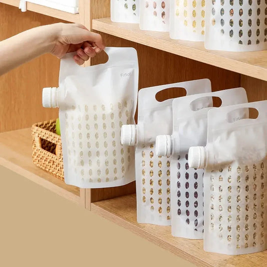 Food Storage Grain Bag Multigrain Pour Reusable Portable Bag Cereal Flour Bean Nut Rice Tea Powder Water Reusable Organizer Case Confia
