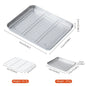 Stainless Steel Baking Pan Tray With Wire Rack Cake Baking BBQ Pan Tray Plate Oven Brownie Rack Cooking Roasting Grilling Tool - Confia