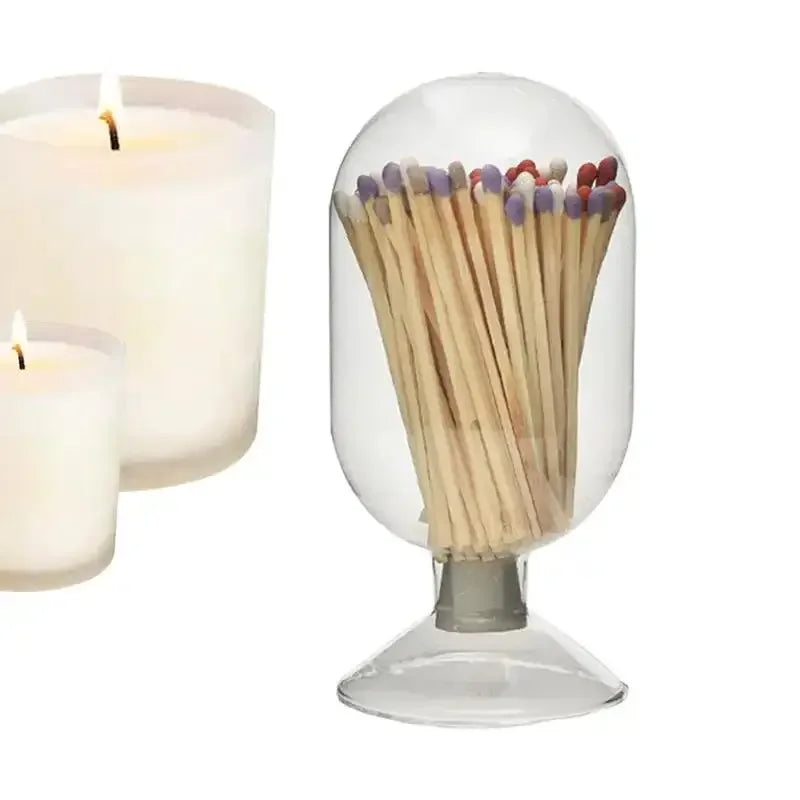Helix Shaped Match Holder, Glass Matches Cloche for 3.5 Inch, Upside Down Match Holder Jar for Scented Candle on Dining Table Fireplace Bathroom Decoration, Not Include Matches - Confia - reusablefoodstoragebags confia
