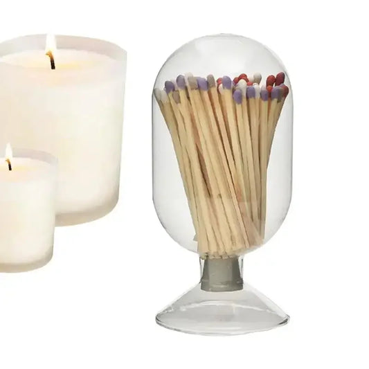 Helix Shaped Match Holder, Glass Matches Cloche for 3.5 Inch, Upside Down Match Holder Jar for Scented Candle on Dining Table Fireplace Bathroom Decoration, Not Include Matches - Confia - reusablefoodstoragebags confia