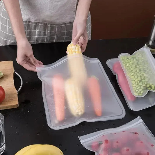 1pcs Reusable Food Storage Bag, Zip Sandwich Bags, Leakproof Silicone Freezer Bags, Thick Fresh-Keeping Bag - Confia - reusablefoodstoragebags confia
