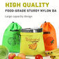 2/3 reusable fabric food storage bags - leak proof, breathable, drawstring design, can keep vegetables fresh for two weeks Confia