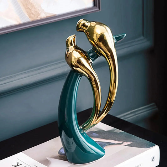 Ceramic Animal Golden Statue Art Sculpture Ceramic Statue for Home Living Room Office Decor B88 - Confia