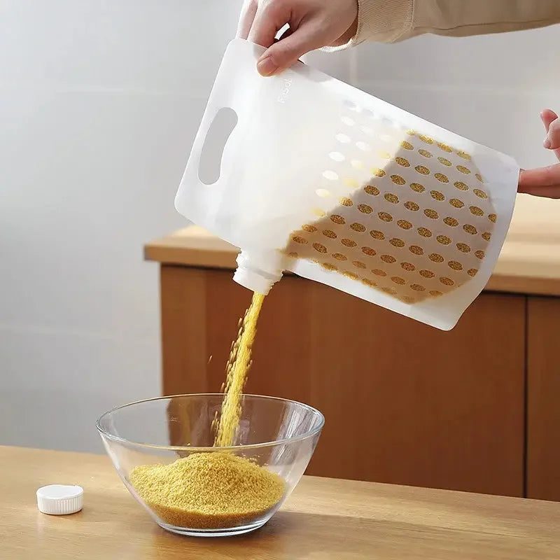 Food Storage Grain Bag Multigrain Pour Reusable Portable Bag Cereal Flour Bean Nut Rice Tea Powder Water Reusable Organizer Case Confia
