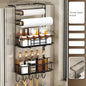 Magnetic Fridge Spice Rack, Space Saving Organizer Black Shelf on Refrigerator, Kitchen Paper Towel Holder, Foldable Design - Confia - reusablefoodstoragebags confia