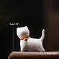 Ceramics Abstract Kawaii Cute Cat Kitten with Bell Tea Table Pet Desk Ornaments Animal Miniature Figurines Sculpture Home Decor - Confia