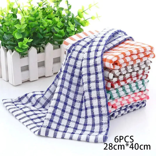 6PCS Cotton Kitchen Towel Absorbent Clean Dish Towels Kichen Cleaning Supplies - Confia - reusablefoodstoragebags confia